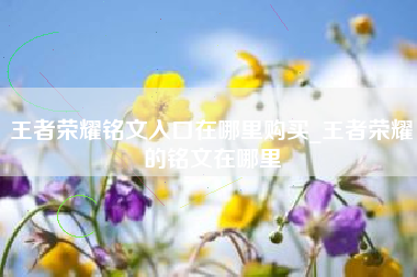 王者荣耀铭文入口在哪里购买_王者荣耀的铭文在哪里