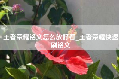 王者荣耀铭文怎么放好看_王者荣耀快速刷铭文
