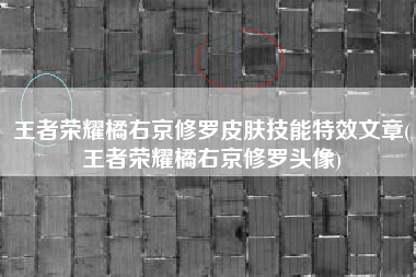 王者荣耀橘右京修罗皮肤技能特效文章(王者荣耀橘右京修罗头像)