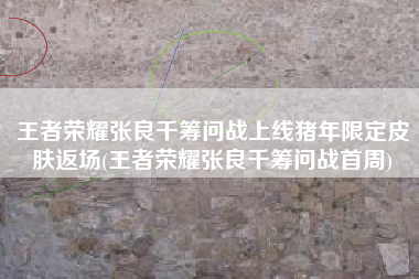 王者荣耀张良千筹问战上线猪年限定皮肤返场(王者荣耀张良千筹问战首周)