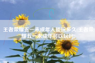 王者荣耀五一未成年人能玩多久(王者荣耀五一未成年可以玩吗)
