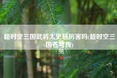 超时空三国武将太史慈厉害吗(超时空三国苍穹传)