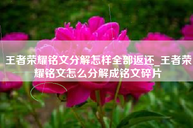 王者荣耀铭文分解怎样全部返还_王者荣耀铭文怎么分解成铭文碎片