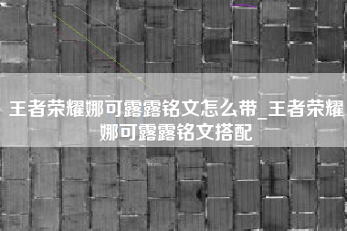 王者荣耀娜可露露铭文怎么带_王者荣耀娜可露露铭文搭配