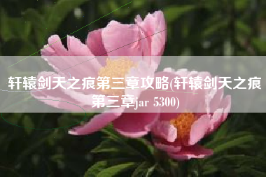 轩辕剑天之痕第三章攻略(轩辕剑天之痕第三章jar 5300)