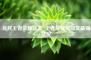 贫民王者荣耀铭文_王者荣耀凯铭文最强搭配