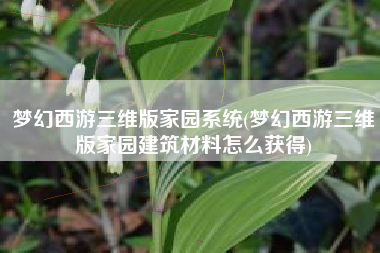 梦幻西游三维版家园系统(梦幻西游三维版家园建筑材料怎么获得)