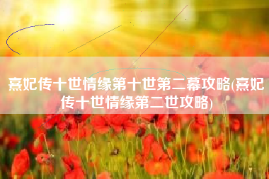 熹妃传十世情缘第十世第二幕攻略(熹妃传十世情缘第二世攻略)
