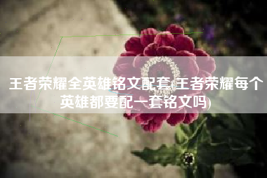 王者荣耀全英雄铭文配套(王者荣耀每个英雄都要配一套铭文吗)
