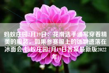 蚂蚁庄园2月19日：花滑选手通常穿着精美的服装，如果参赛服上的饰物遗落在冰面会(蚂蚁庄园2月19日答案最新版2022年)