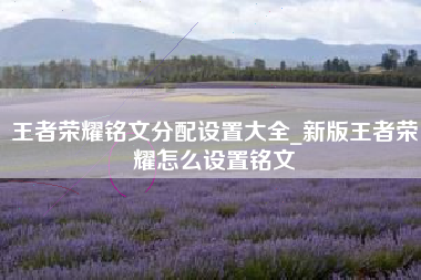 王者荣耀铭文分配设置大全_新版王者荣耀怎么设置铭文