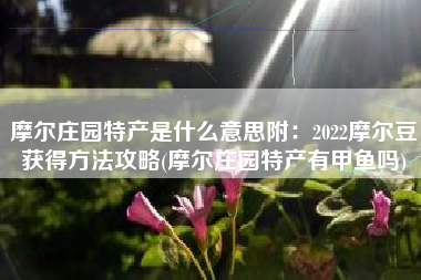 摩尔庄园特产是什么意思附：2022摩尔豆获得方法攻略(摩尔庄园特产有甲鱼吗)