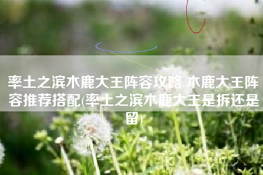 率土之滨木鹿大王阵容攻略 木鹿大王阵容推荐搭配(率土之滨木鹿大王是拆还是留)