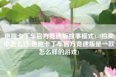 跑跑卡丁车官方竞速版故事模式1-3拍卖中怎么过(跑跑卡丁车官方竞速版是一款怎么样的游戏)