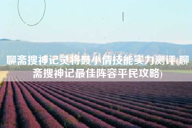 聊斋搜神记灵将聂小倩技能实力测评(聊斋搜神记最佳阵容平民攻略)