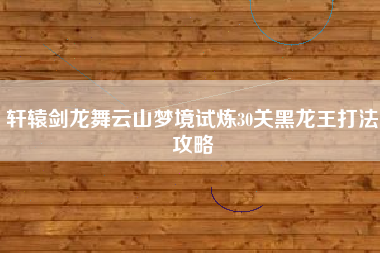 轩辕剑龙舞云山梦境试炼30关黑龙王打法攻略