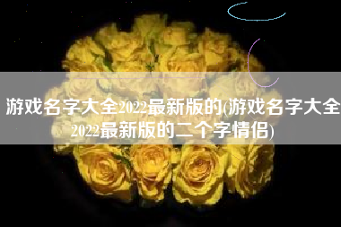 游戏名字大全2022最新版的(游戏名字大全2022最新版的二个字情侣)