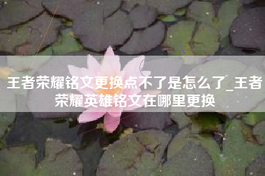 王者荣耀铭文更换点不了是怎么了_王者荣耀英雄铭文在哪里更换