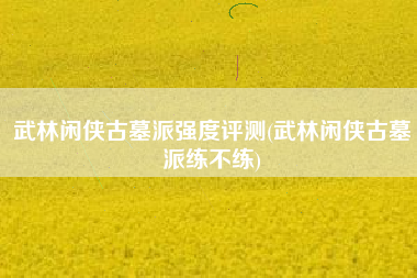武林闲侠古墓派强度评测(武林闲侠古墓派练不练)