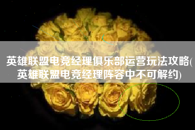 英雄联盟电竞经理俱乐部运营玩法攻略(英雄联盟电竞经理阵容中不可解约)