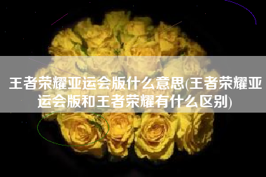 王者荣耀亚运会版什么意思(王者荣耀亚运会版和王者荣耀有什么区别)