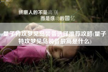 量子特攻梦见岛装备选择推荐攻略(量子特攻梦见岛装备最高是什么)