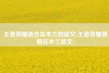 王者荣耀适合花木兰的铭文(王者荣耀薄情花木兰铭文)