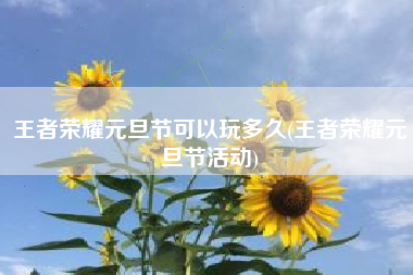 王者荣耀元旦节可以玩多久(王者荣耀元旦节活动)