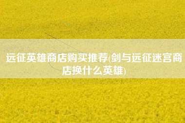 远征英雄商店购买推荐(剑与远征迷宫商店换什么英雄)