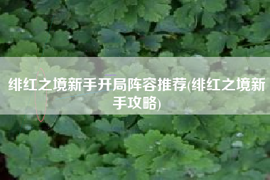 绯红之境新手开局阵容推荐(绯红之境新手攻略)