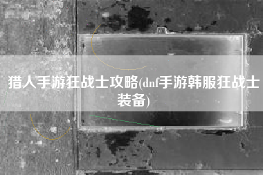 猎人手游狂战士攻略(dnf手游韩服狂战士装备)