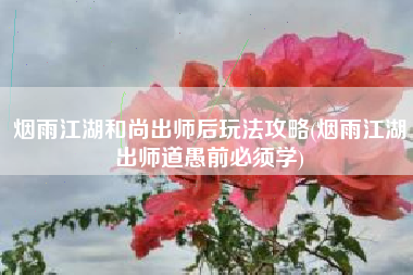 烟雨江湖和尚出师后玩法攻略(烟雨江湖出师道愚前必须学)