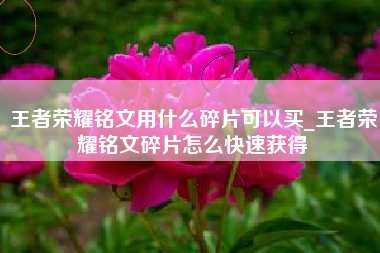王者荣耀铭文用什么碎片可以买_王者荣耀铭文碎片怎么快速获得