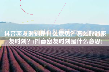 抖音密友时刻是什么意思？怎么取消密友时刻？(抖音密友时刻是什么意思)