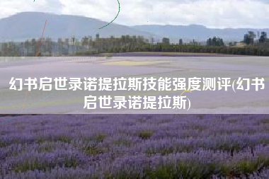 幻书启世录诺提拉斯技能强度测评(幻书启世录诺提拉斯)