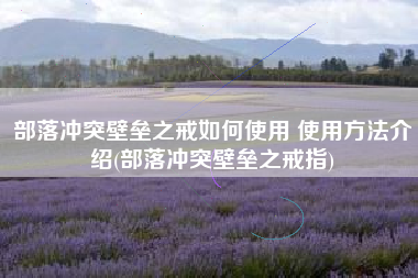 部落冲突壁垒之戒如何使用 使用方法介绍(部落冲突壁垒之戒指)