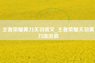 王者荣耀黄刀关羽铭文_王者荣耀关羽黄刀流出装