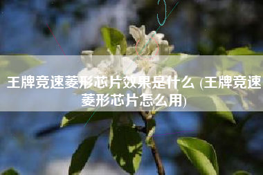 王牌竞速菱形芯片效果是什么 (王牌竞速菱形芯片怎么用)