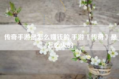 传奇手游是怎么赚钱的,手游《传奇》是怎么火的
