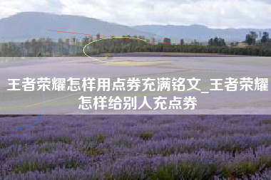 王者荣耀怎样用点券充满铭文_王者荣耀怎样给别人充点券