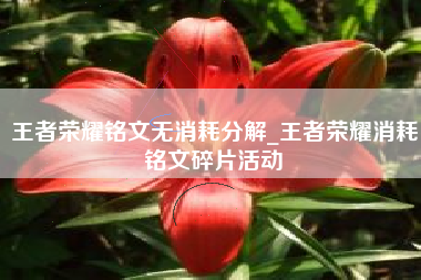 王者荣耀铭文无消耗分解_王者荣耀消耗铭文碎片活动