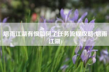 烟雨江湖有恨如何了任务流程攻略(烟雨江湖)