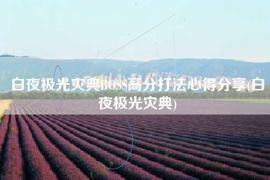 白夜极光灾典BOSS高分打法心得分享(白夜极光灾典)
