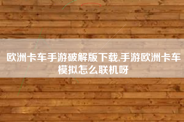 欧洲卡车手游破解版下载,手游欧洲卡车模拟怎么联机呀