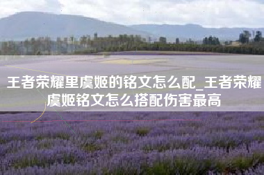 王者荣耀里虞姬的铭文怎么配_王者荣耀虞姬铭文怎么搭配伤害最高
