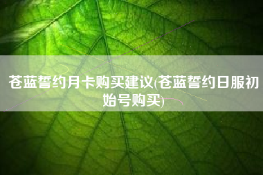 苍蓝誓约月卡购买建议(苍蓝誓约日服初始号购买)