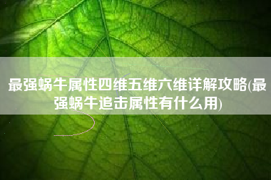 最强蜗牛属性四维五维六维详解攻略(最强蜗牛追击属性有什么用)