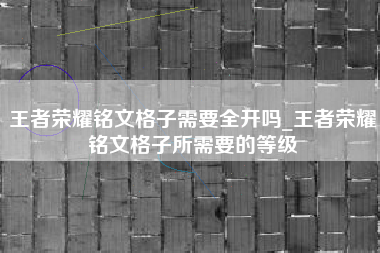 王者荣耀铭文格子需要全开吗_王者荣耀铭文格子所需要的等级