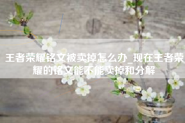王者荣耀铭文被卖掉怎么办_现在王者荣耀的铭文能不能卖掉和分解
