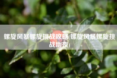 螺旋风暴螺旋挑战攻略(螺旋风暴螺旋挑战幽夜)